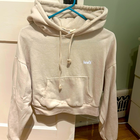 Cute cropped pale yellow Levi’s Hoodie Sweater - Picture 1 of 1